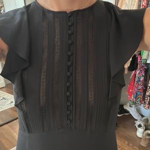 Theory Gegely Lace Trimmed Silk Maxi Dress Black NWT